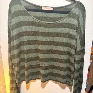 Grey/Green Elodie Wide-Striped Long Sleeve T-shirt - L
